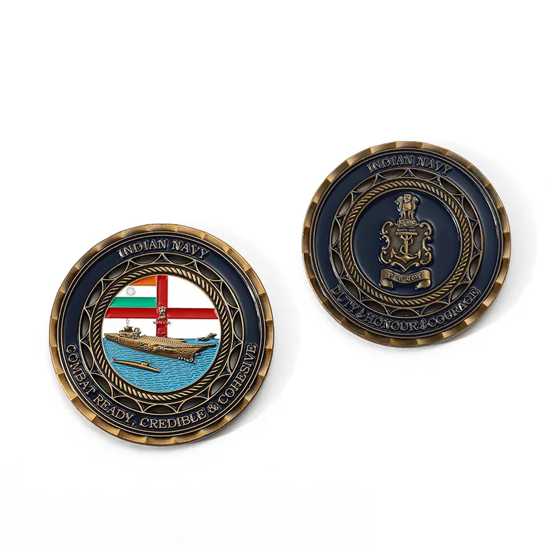 Indian Navy Custom Metallic Paint Challenge Coin