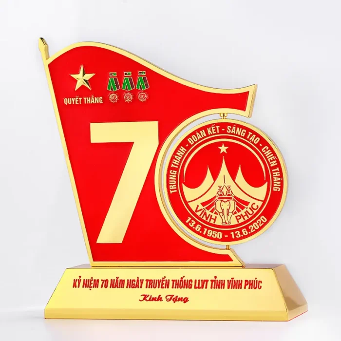 Trophée rotatif en alliage de zinc et de métal personnalisé pour le Vietnam