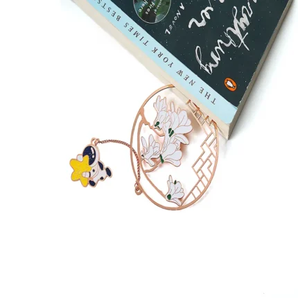 Round Paint Stainless Steel Etching Hollow Plated Metal Pendant Bookmark