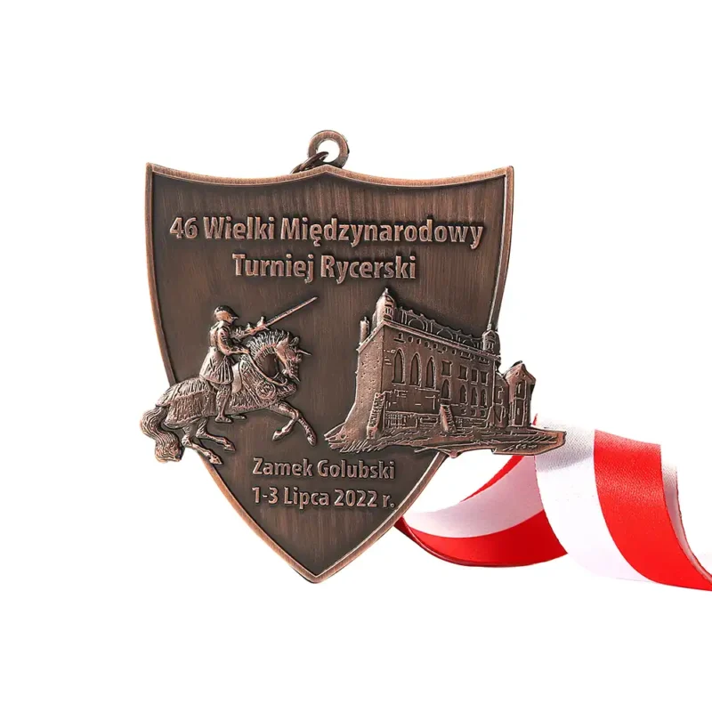 1479-3-3D Red Bronze Shield Metal Medal