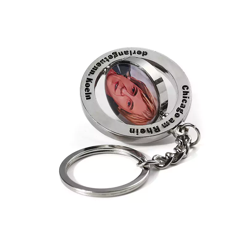 Metal Sticker Epoxy Portrait Spinning Keychain
