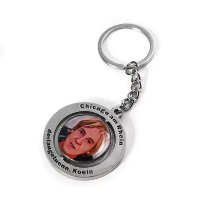 Metall-Aufkleber Epoxy Portrait Spinning Schlüsselanhänger