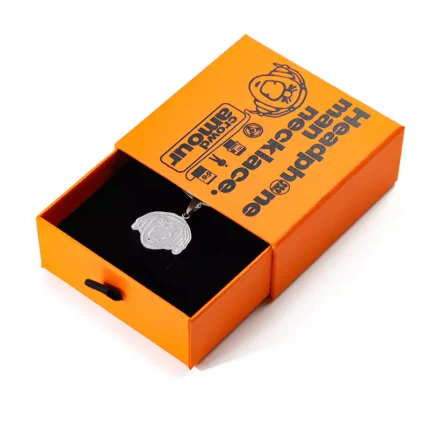 Colar/charm de fone de ouvido com logotipo em relevo em aço inoxidável