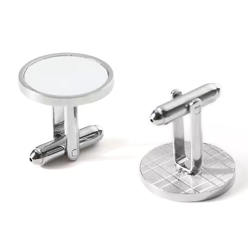Silver Blank Circular Cufflink Magnet Design With Box