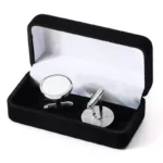Silber Blank kreisförmige Manschettenknopf Magnet Design mit Box