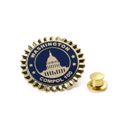 5701-1-Clip con logotipo de esmalte duro con borde de engranaje y caja de tela de terciopelo