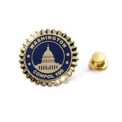 5701-4-Clip con logotipo de esmalte duro con borde de engranaje y caja de tela de terciopelo