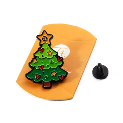 1505-3-Christmas Tree Painted with Unique Shapes and Cardboard Badges