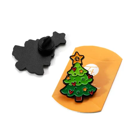 1505-5-Christmas Tree Painted with Unique Shapes and Cardboard Badges