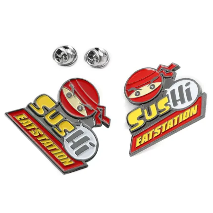 1508-1-Dining Station SUS Cartoon Ninja Paint Shaped Badge