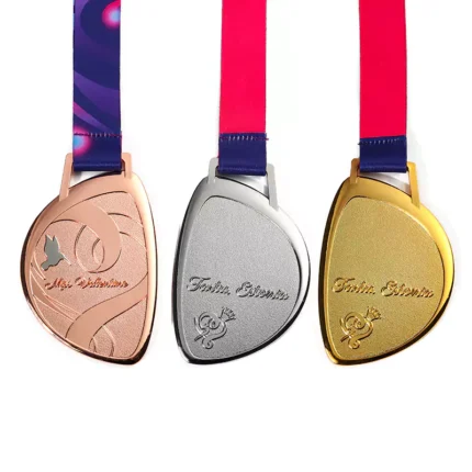 1386-4-Engraved Irregular Gold Sports Medals Personalised