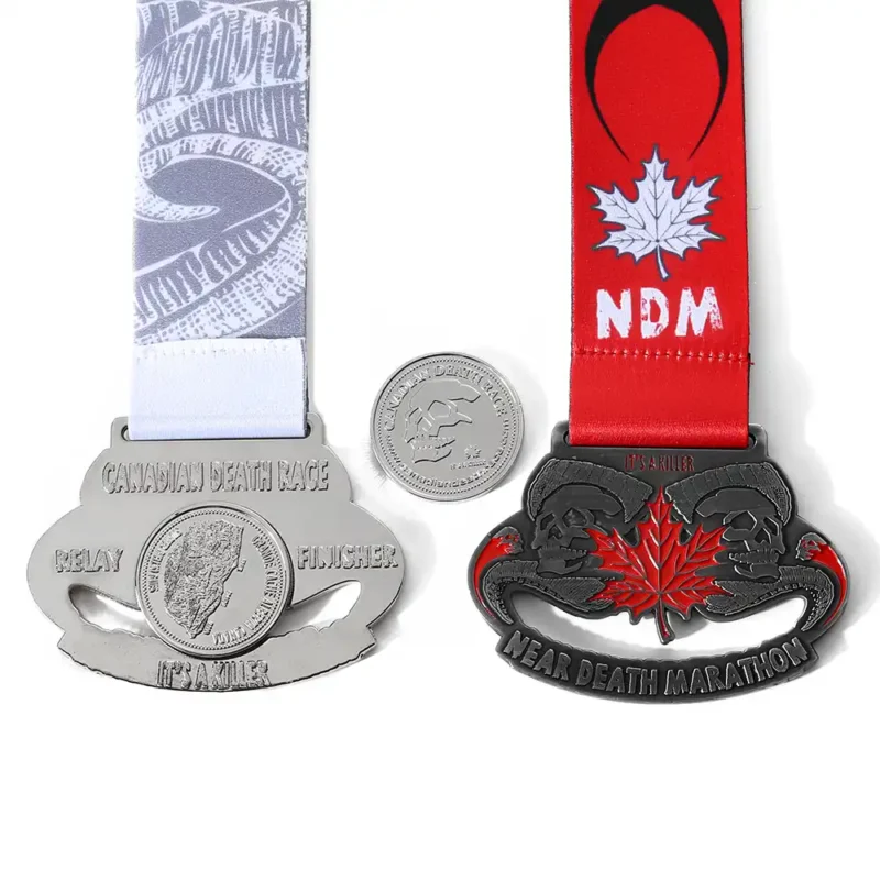 1388-4-DMedalha de revezamento de corrida de morte com moedas comemorativas