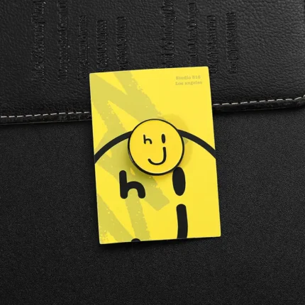 1512-4-Circular Cartoon Smiley Face Metal Enamel Badge