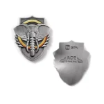 2504-1-Antique Silver Elephant Logo Embossed Metal 3d Printed Coin