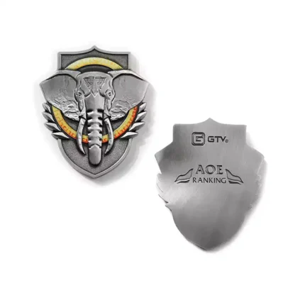 2504-1-Antique Silver Elephant Logo Embossed Metal 3d Printed Coin