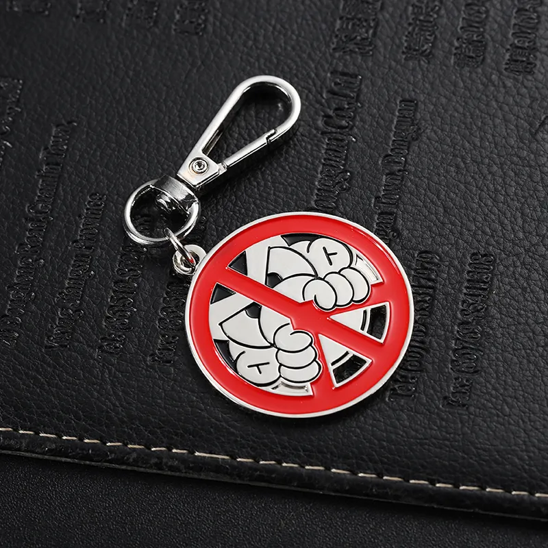 2211-5-Circular Cartoon Enamel Silver Keychain