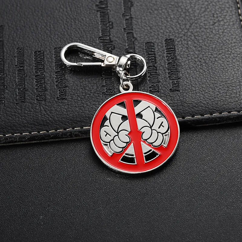 2211-8-Circular Cartoon Enamel Silver Keychain