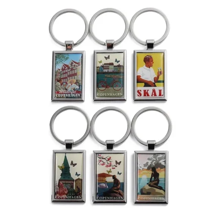 2426-1-Rectangular Copenhagen City Landscape Epoxy Resin Keychain