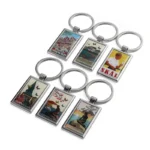 2426-2-Прямоугольный городской пейзаж Копенгагена Брелок из эпоксидной смолы