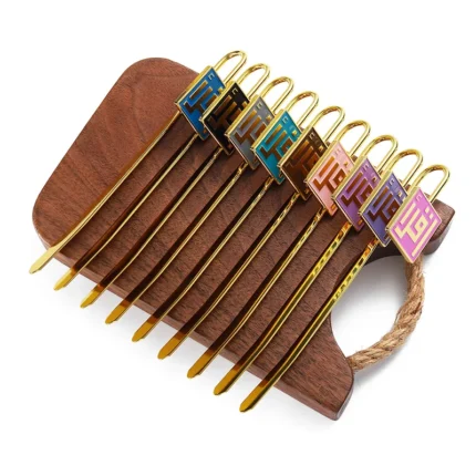 3005-2-Multi colored painted square Ruyi bookmark