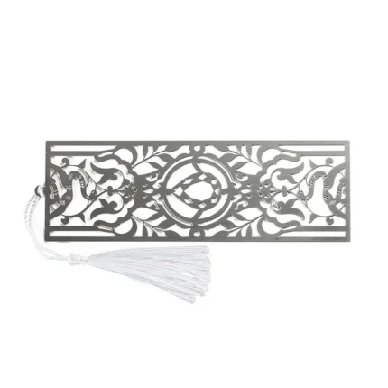 3010-2-Hollow pattern corroded silver brushed ruler bookmark