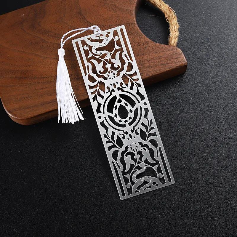 3010-6-Hollow pattern corroded silver brushed ruler bookmark
