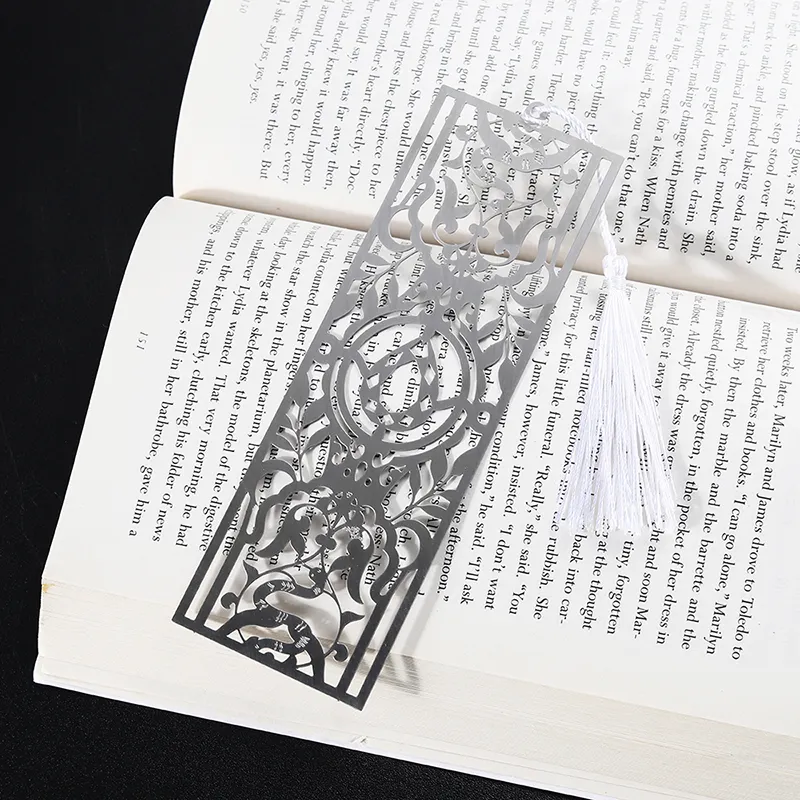 3010-7-Hollow pattern corroded silver brushed ruler bookmark
