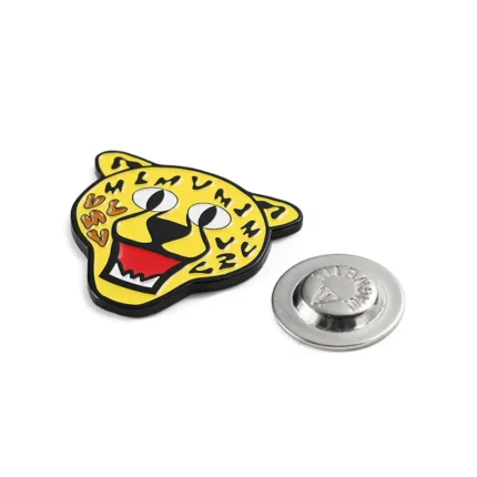 1702-2-Cartoon Tiger Head Yellow Paint Magnet Badge