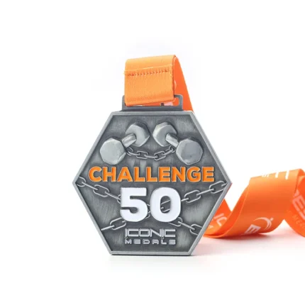 1123-7-Hexagonal Ancient Silver 50 Number Dumbbell Weightlifting M