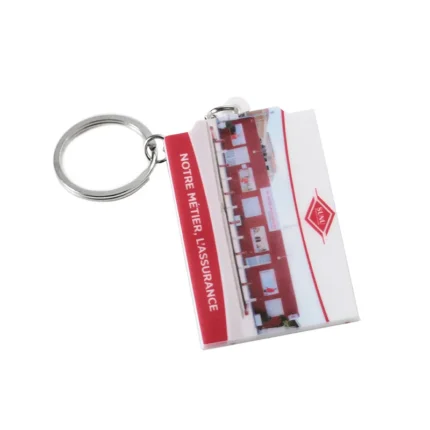 2451-4-Rectangular pink white celebrity wall PVC keychain