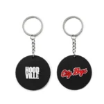 2453-1-Schwarzer runder PVC-Schlüsselanhänger mit individuellem Logo