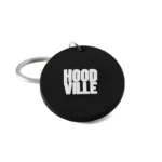 2453-3-Schwarzer runder PVC-Schlüsselanhänger mit individuellem Logo