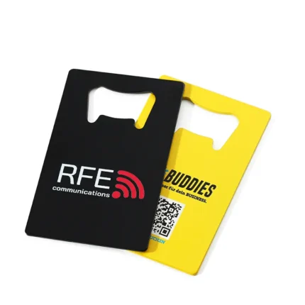 3441-3-Square card yellow black color spray stainless steel bottle opener