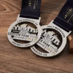 1430-6-Los Angeles Running Hollow out Medal 2023 Matte Nickel Paint Medal
