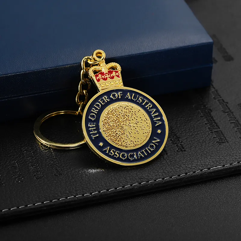 2321-5-Round imitation gold soft enamel keychain