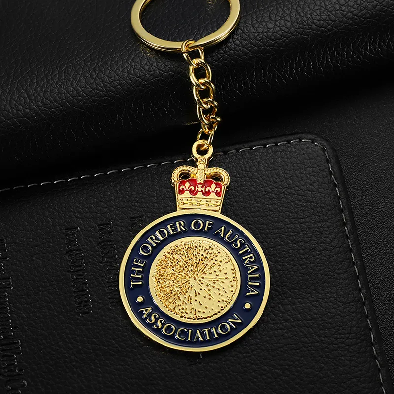 2321-6-Round imitation gold soft enamel keychain