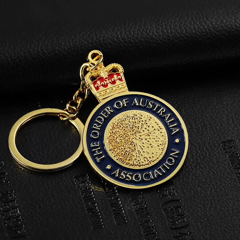 2321-8-Round imitation gold soft enamel keychain