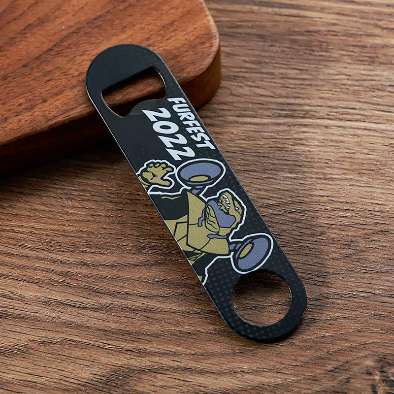 3401-6-Stainless steel black color spray MFF long strip bottle opener