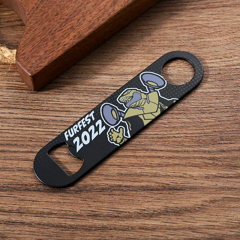 3401-7-Stainless steel black color spray MFF long strip bottle opener
