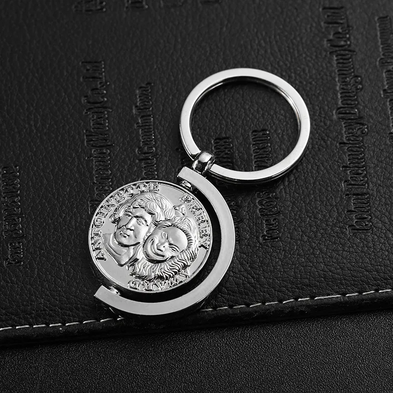 2280-6-Half-frame 3D embossed portrait rotating keychain