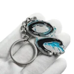 2336-1-Nickel plated blue dot painted irregular keychain