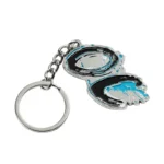 2336-2-Nickel plated blue dot painted irregular keychain
