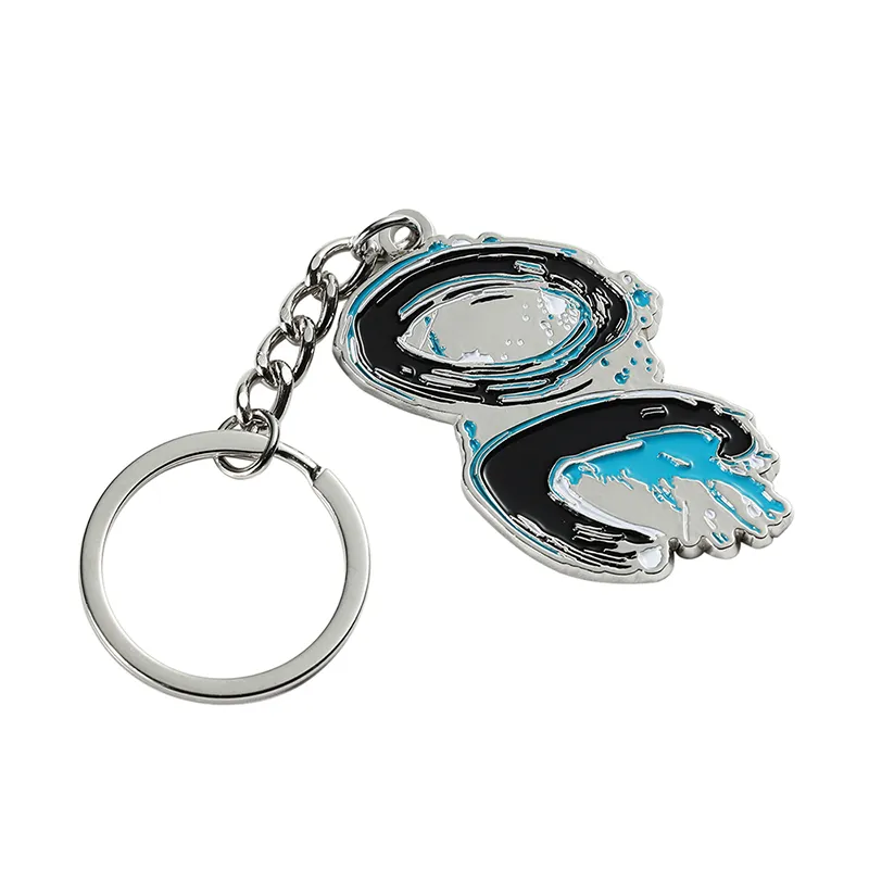 2336-2-镀镍蓝色圆点彩绘不规则钥匙扣