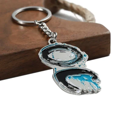 2336-3-Никелированный брелок с синей точкой, окрашенной в неравномерный цвет