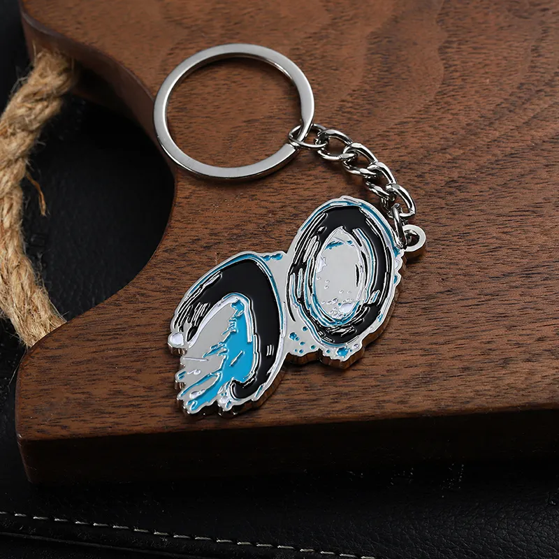 2336-5-Nickel plated blue dot painted irregular keychain