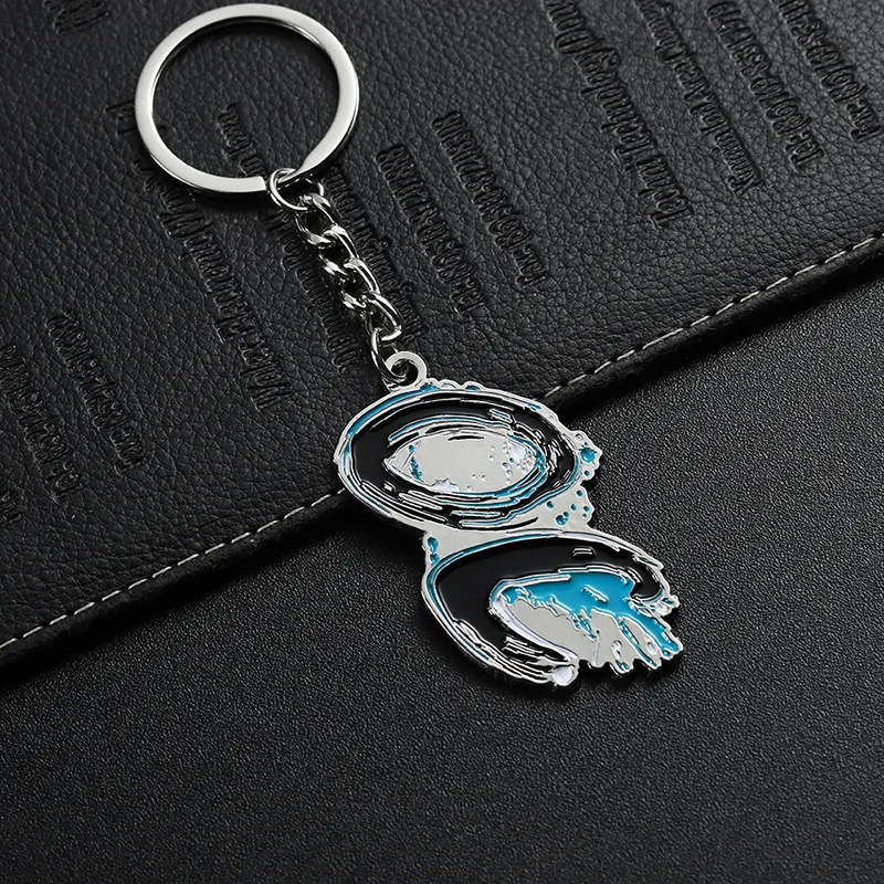 2336-7-Nickel plated blue dot painted irregular keychain