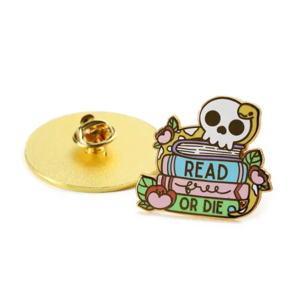 1522-3-Süßer Totenkopf, goldfarbenes Hart-Emaille-Abzeichen