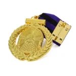 5702-2-Purple-black woven ribbon with golden hollowed-out commemor