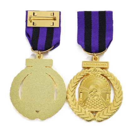 5702-3-Cinta tejida púrpura-negra con conmemoración dorada ahuecada