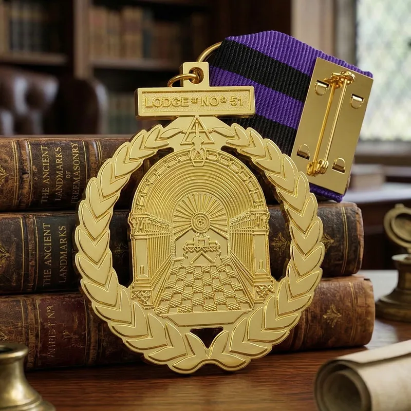 5702-5-Purple-black woven ribbon with golden hollowed-out commemor